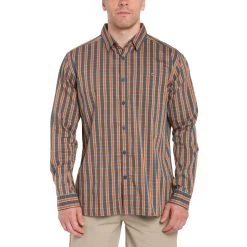Grundens Platform Long Sleeve Shirt -Grundens Model PlatformLS DarkSlatePlaid