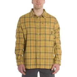 Grundens Steelhead Shirt LS -Grundens SteelheadFlannel FallLeafWindowpanePlaid 06