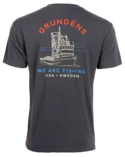 Grundens Tech Tee Short Sleeve Shirt - Linear Wave Print